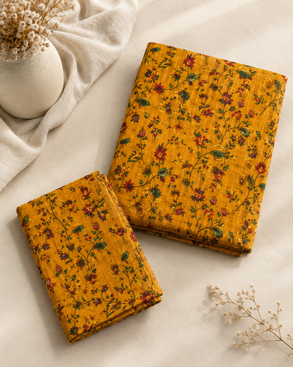 Mustard Floral Nankaro 2 Piece Unstitched Suit