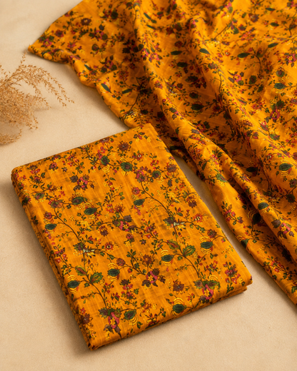 Mustard Floral Nankaro 2 Piece Unstitched Suit