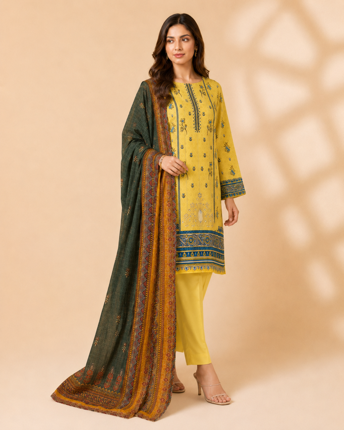 Sunlit Meadow – Yellow 3 Piece Unstitched Printed Suit