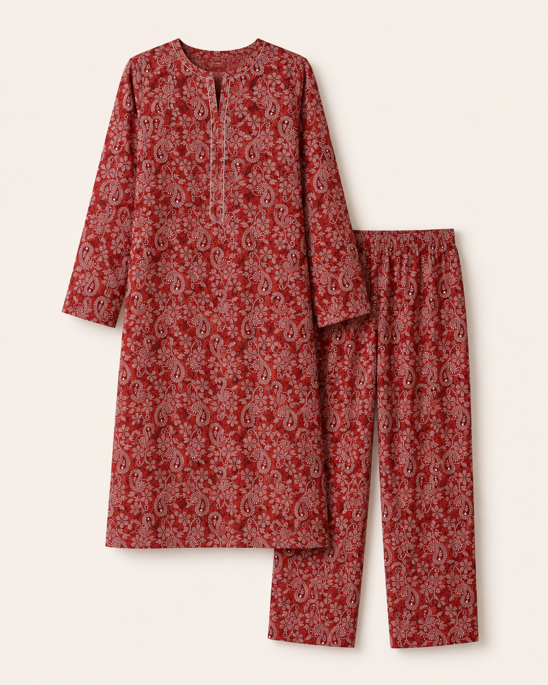 Maroon Ambi Print Unstitched Cotton 2-Piece Suit